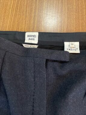 Hermes Wool Mini Skirt with Front Tab Detail Silk Lining